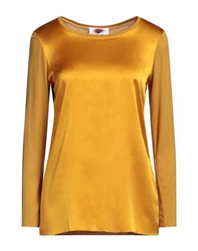 Laboratorio Woman Top Ocher Size 10 Silk, Elastane In Yellow