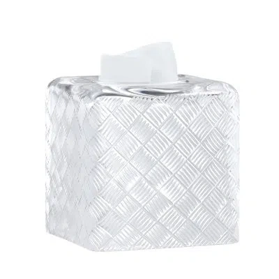 Labrazel Basketweave Tissue Box Cover In Clear;frost;clear;frost