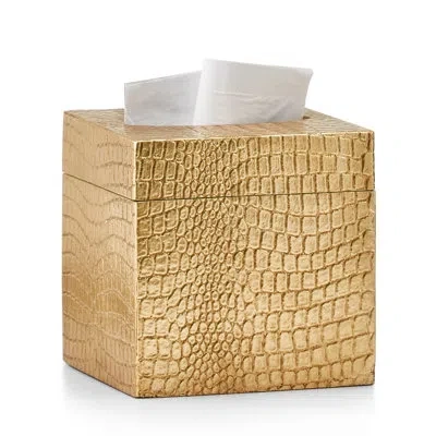 Labrazel Crocodile Tissue Box Cover In Antique Gold