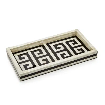 Labrazel Greek Key Bathroom Accessory Tray In Ebony;ivory;ivory;ebony