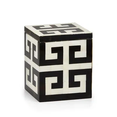 Labrazel Greek Key Container In Ebony;ivory;ebony;ivory
