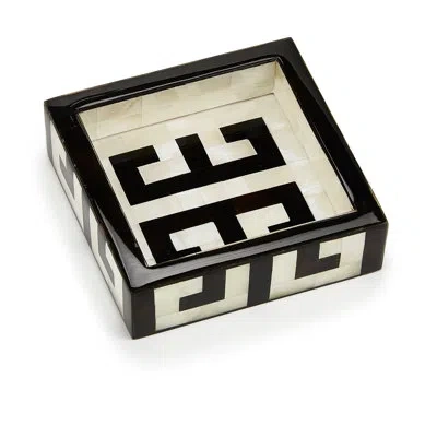 Labrazel Greek Key Soap Dish In Ebony;ivory;ebony;ivory