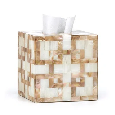 Labrazel Parquet Tissue Box Cover In Ivory;caramel;ivory;caramel