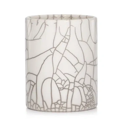 Labrazel Raku Crackle Waste Basket In Ivory