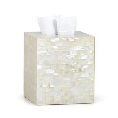 Labrazel White Agate Tissue Box Cover In Opalescent Ivory;opalescent Ivory