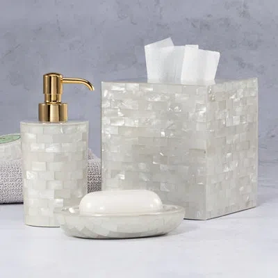 Labrazel White Agate Waste Basket In Ivory