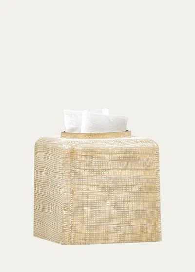 Labrazel Woven Tissue Box Cover, Gold In Gold/white