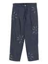 Labrum London Floral-embellished High-waisted Trousers In Blue