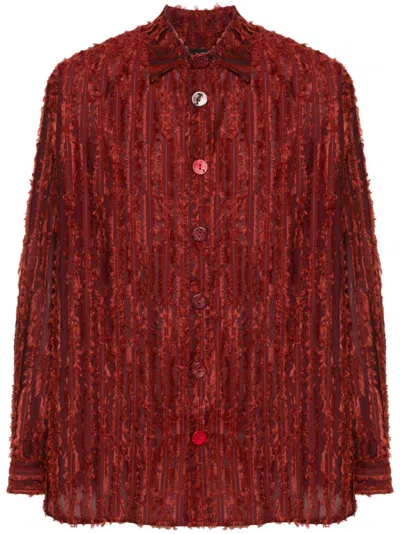 Labrum London Frayed Striped Shirt In Red