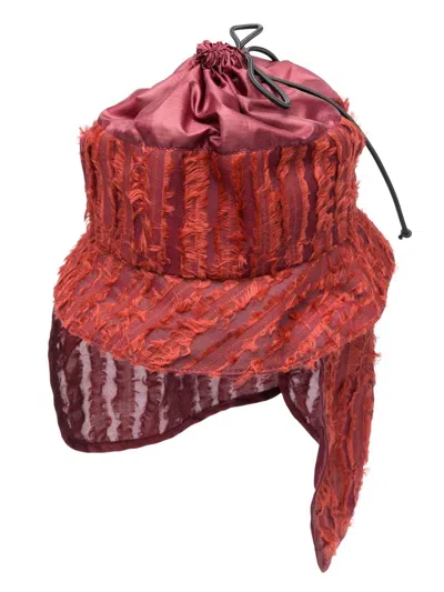 Labrum London Frayed-detail Ripstop Bucket Hat In Red