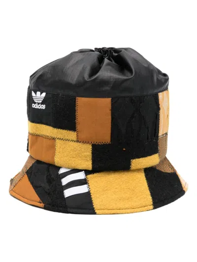 Labrum London X Adidas Patchwork Tie-top Bucket Hat In Black