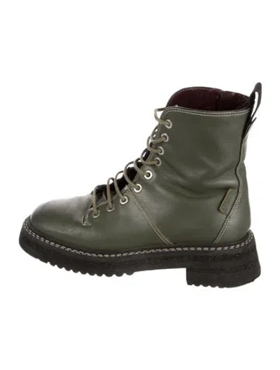 Pre-owned Labucq Leather Combat Boots In Green