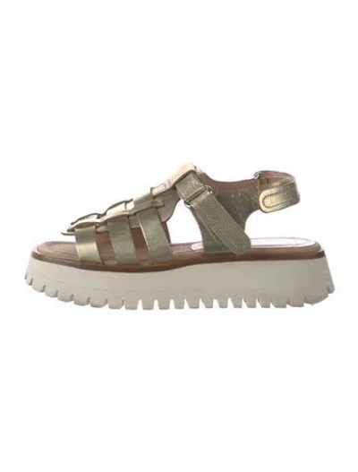 Pre-owned Labucq Leather Flats In Neutrals