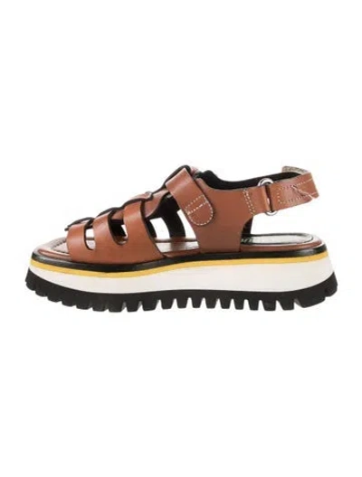Pre-owned Labucq Leather Gladiator Sandals In Brown