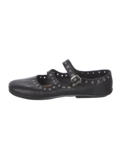 Pre-owned Labucq Leather Mary Jane Flats In Black