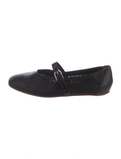 Pre-owned Labucq Leather Mary Jane Flats In Black/blue