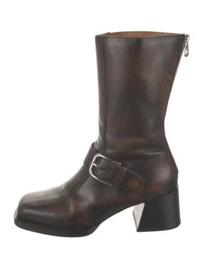 Pre-owned Labucq Leather Moto Boots In Black