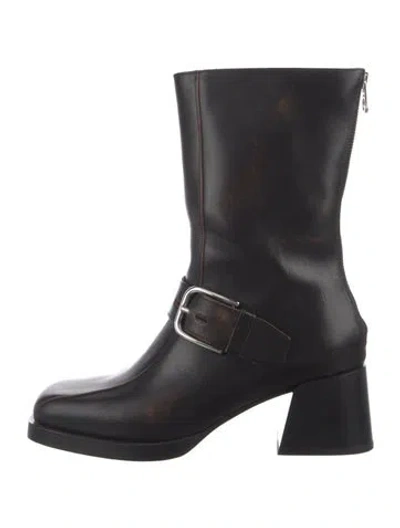 Pre-owned Labucq Leather Moto Boots In Black