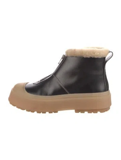 Pre-owned Labucq Leather Rain Boots In Black