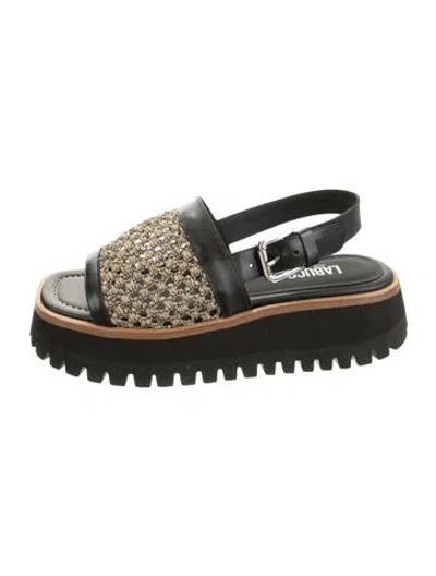 Pre-owned Labucq Leather Sandals In Black