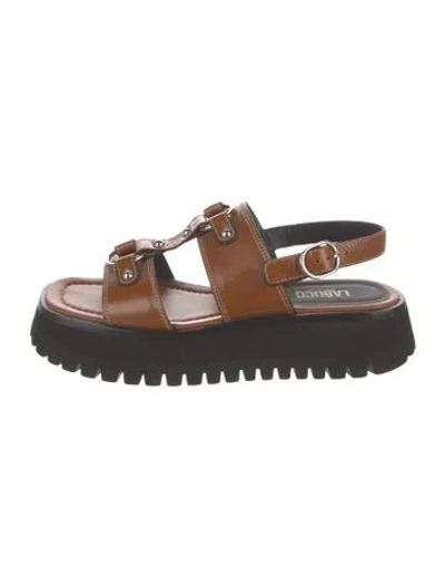 Pre-owned Labucq Leather Sandals In Black