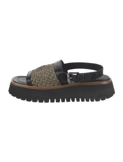 Pre-owned Labucq Leather Sandals In Black