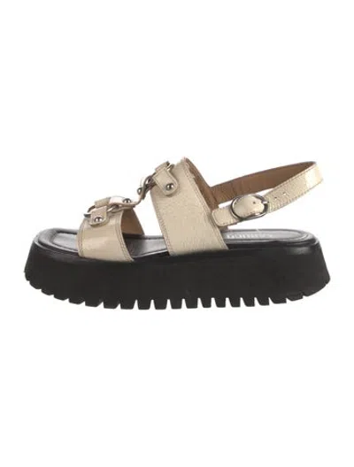 Pre-owned Labucq Leather Sandals In Black