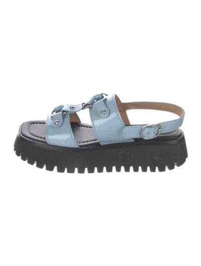 Pre-owned Labucq Leather Sandals In Blue