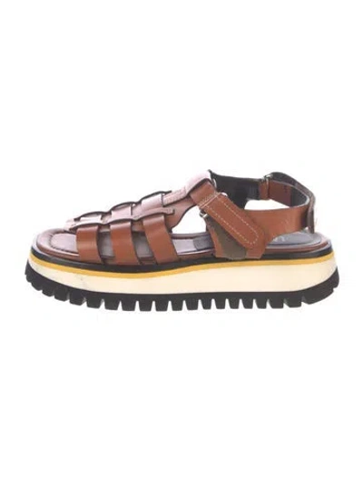 Pre-owned Labucq Leather Sandals In Brown