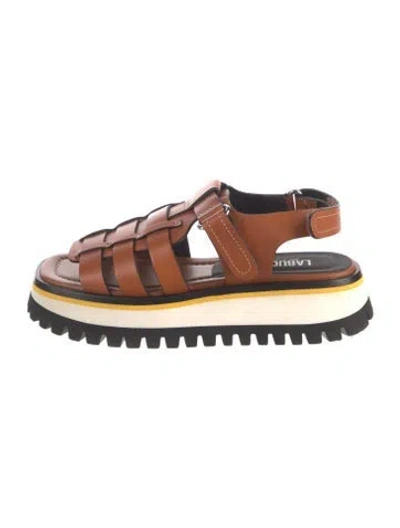 Pre-owned Labucq Leather Sandals In Brown