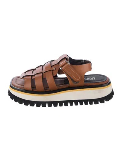 Pre-owned Labucq Leather Sandals In Brown