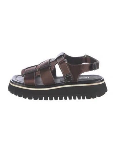 Pre-owned Labucq Leather Sandals In Green