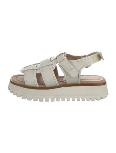 Pre-owned Labucq Leather Sandals In Metallic/silver