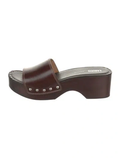 Pre-owned Labucq Leather Slides In Brown