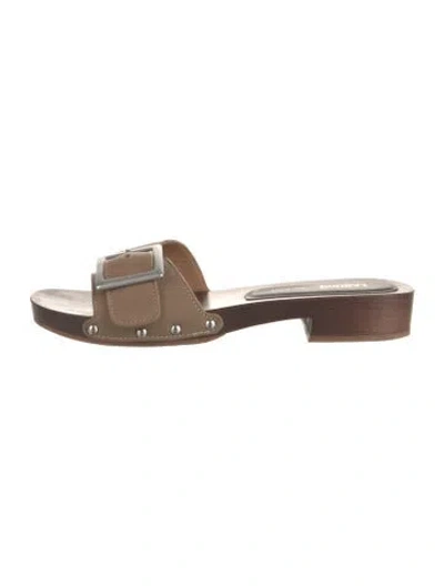 Pre-owned Labucq Leather Slides In Brown