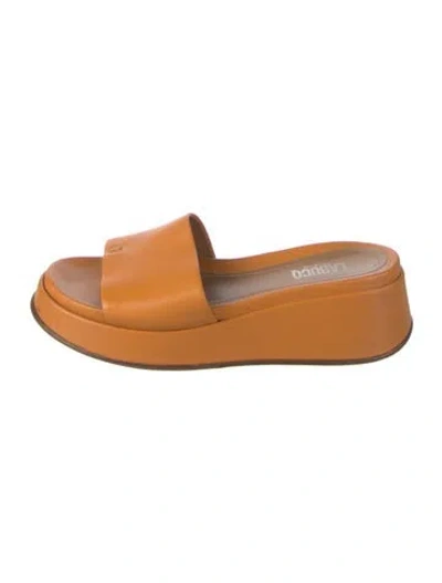 Pre-owned Labucq Leather Slides In Orange