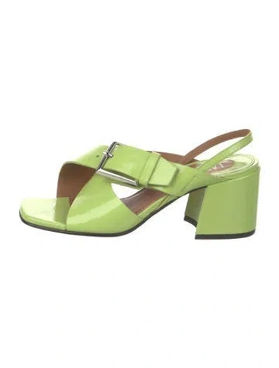 Pre-owned Labucq Leather Slingback Sandals In Green