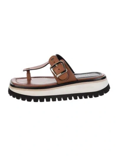 Pre-owned Labucq Leather T-strap Sandals In Multi