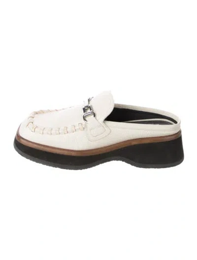 Pre-owned Labucq Leather Whipstitch Trim Loafers In Neutrals