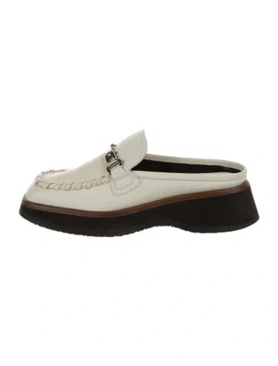 Pre-owned Labucq Leather Whipstitch Trim Loafers In White