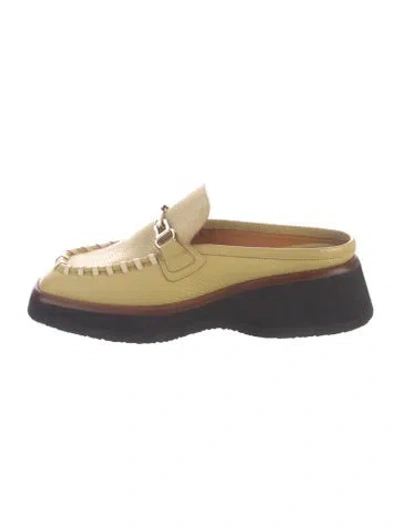 Pre-owned Labucq Leather Whipstitch Trim Loafers In Yellow