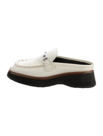 Pre-owned Labucq Leather Whipstitch Trim Mules In Black