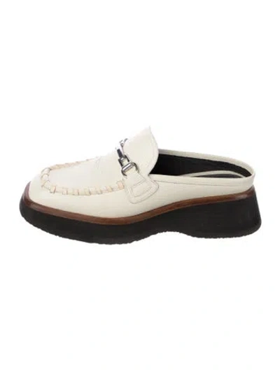 Pre-owned Labucq Leather Whipstitch Trim Mules In Neutral