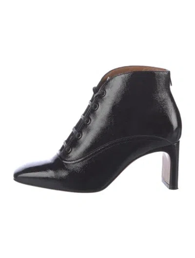 Pre-owned Labucq Patent Leather Lace-up Boots In Black