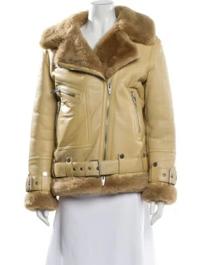 Pre-owned Labucq Shearling Faux Fur Jacket In Yellow