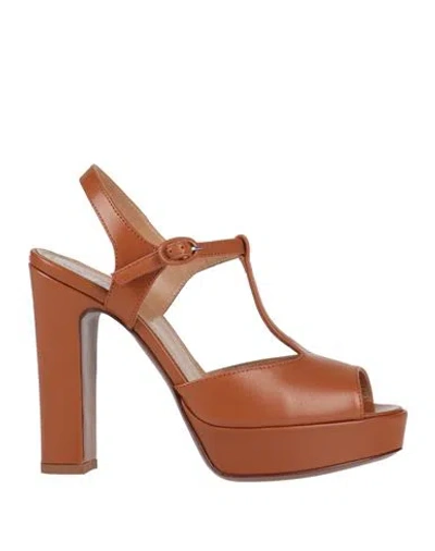 Lac Milano Woman Sandals Tan Size 8 Leather In Brown