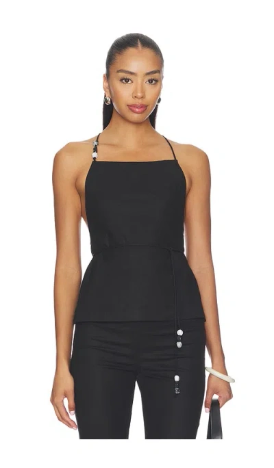 L'academie Anaia Linen Top In Black