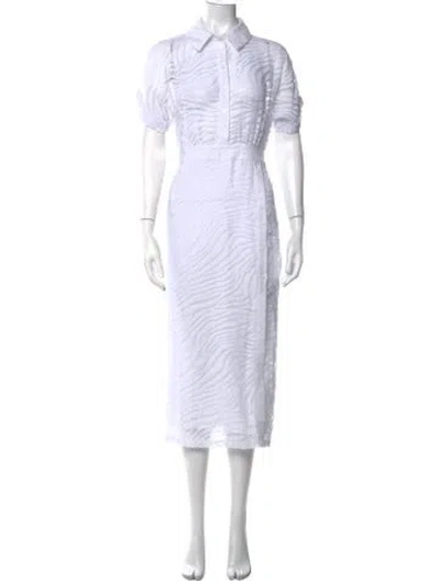 Pre-owned L'academie Animal Print Midi Length Dress In White