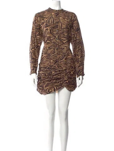Pre-owned L'academie Animal Print Mini Dress In Brown