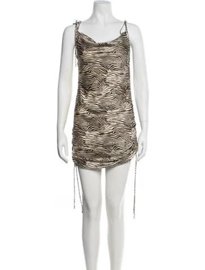 Pre-owned L'academie Animal Print Mini Dress In Neutral